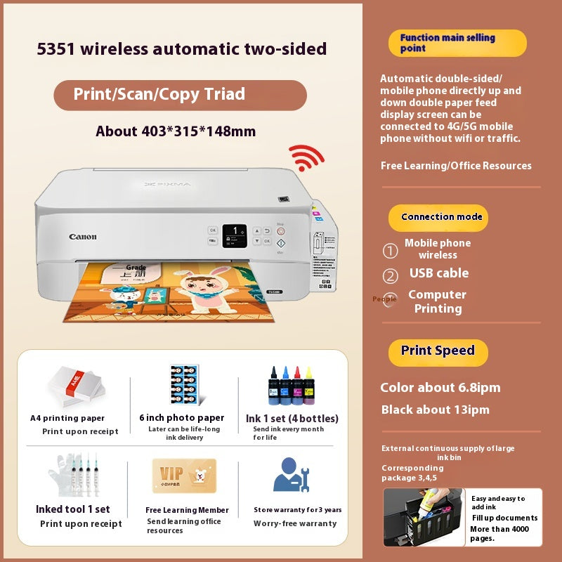 Canon 3380 color printer household small copy and scanning machine mobile phone wireless photo with ink supply warehouse