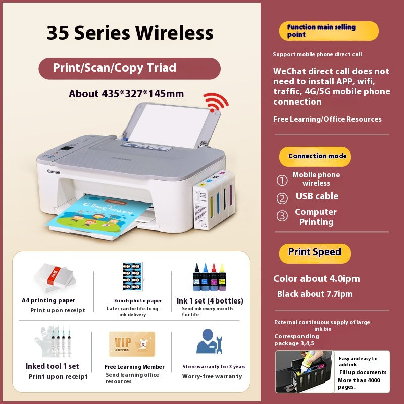 Canon 3380 color printer household small copy and scanning machine mobile phone wireless photo with ink supply warehouse