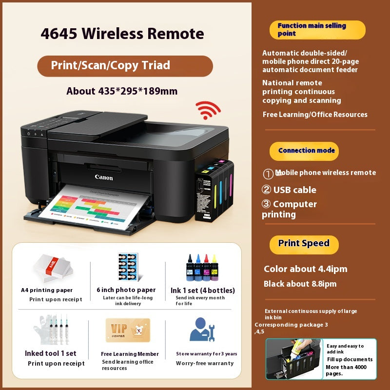 Canon 3380 color printer household small copy and scanning machine mobile phone wireless photo with ink supply warehouse